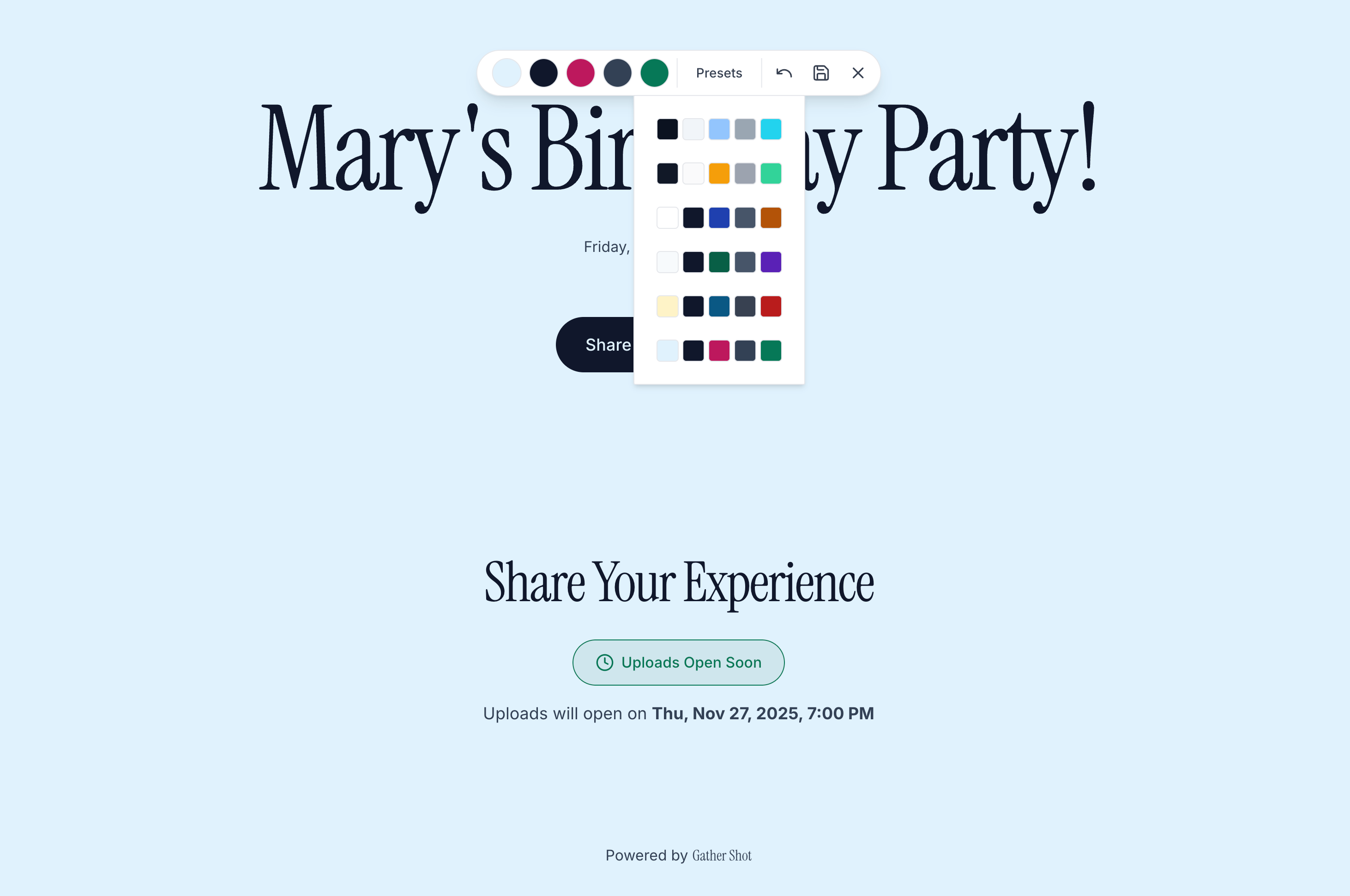 Customize your gallery theme with colors and branding